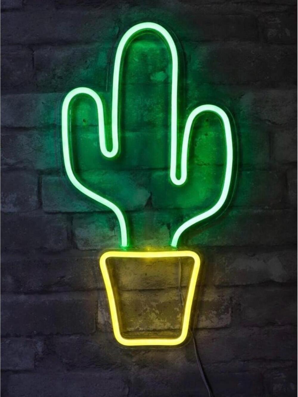 Neon Cactus Wall Light - Green & Yellow